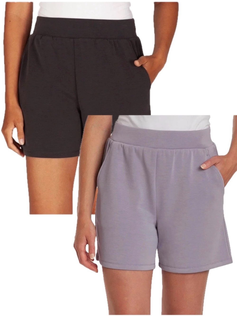 Lazypants Pull-On Scuba Athleisure Lounge Shorts 2-Piece Bundle Black & Gray